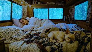 Heavy Rain and Gentle Thunder on a Cozy Car for Fast Sleep in the Dark