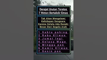 Derajat Urutan Teratas 7 Weton Bertakdir Emas #shorts