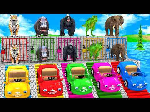 Long Slide Game With Cow Elephant Gorilla Hippopotamus Tiger 3d Animal Game Funny 3d Animals