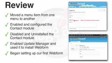 35. Chapter review and challenges for the "How to Work With Menus, Modules and Webform" chapter