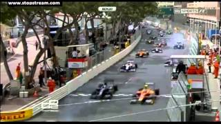 GP2 2013 Monaco 1st race Start crash EPIC FAIL!!!