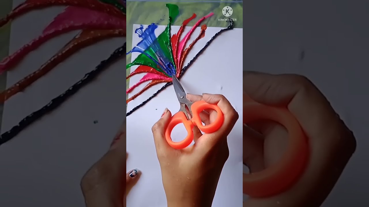 Easy Beautiful Thread Painting Design String Pull Technique How To Paint Using Shorts