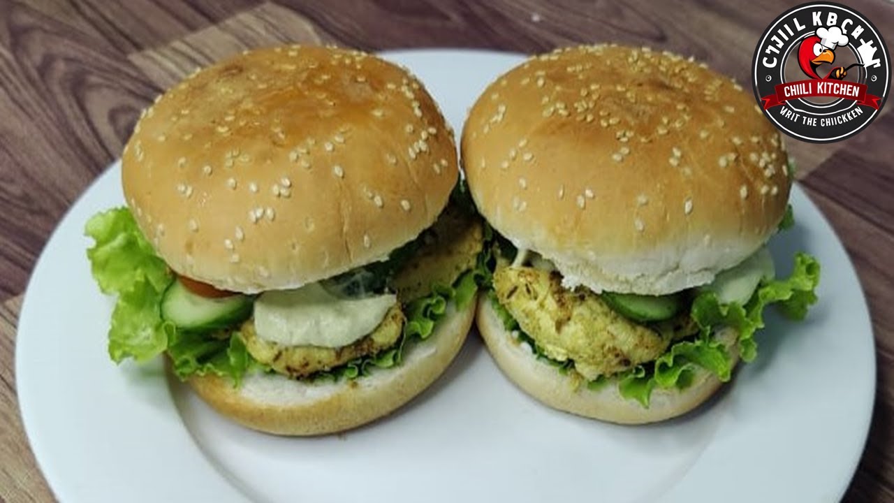 Mouthwatering Chicken Grill Burger Recipe by Chili Kitchen YouTube