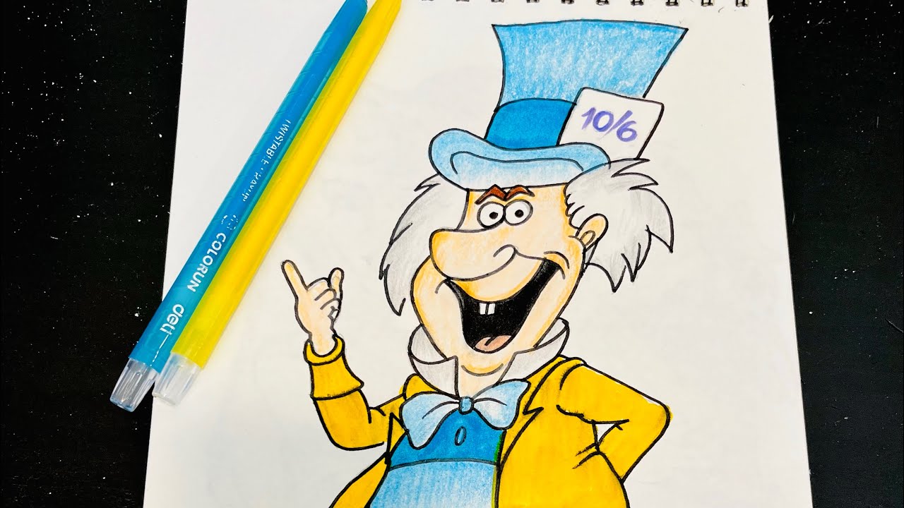 Let’s draw mad hatter from Alice in Wonderland - YouTube