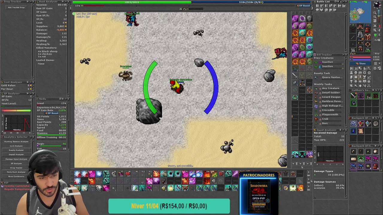 🔴 AO VIVO | Tibia (Honbra) + ROM Golden Age | PvP, Hunt e Evolução no MMORPG !donate !livepix