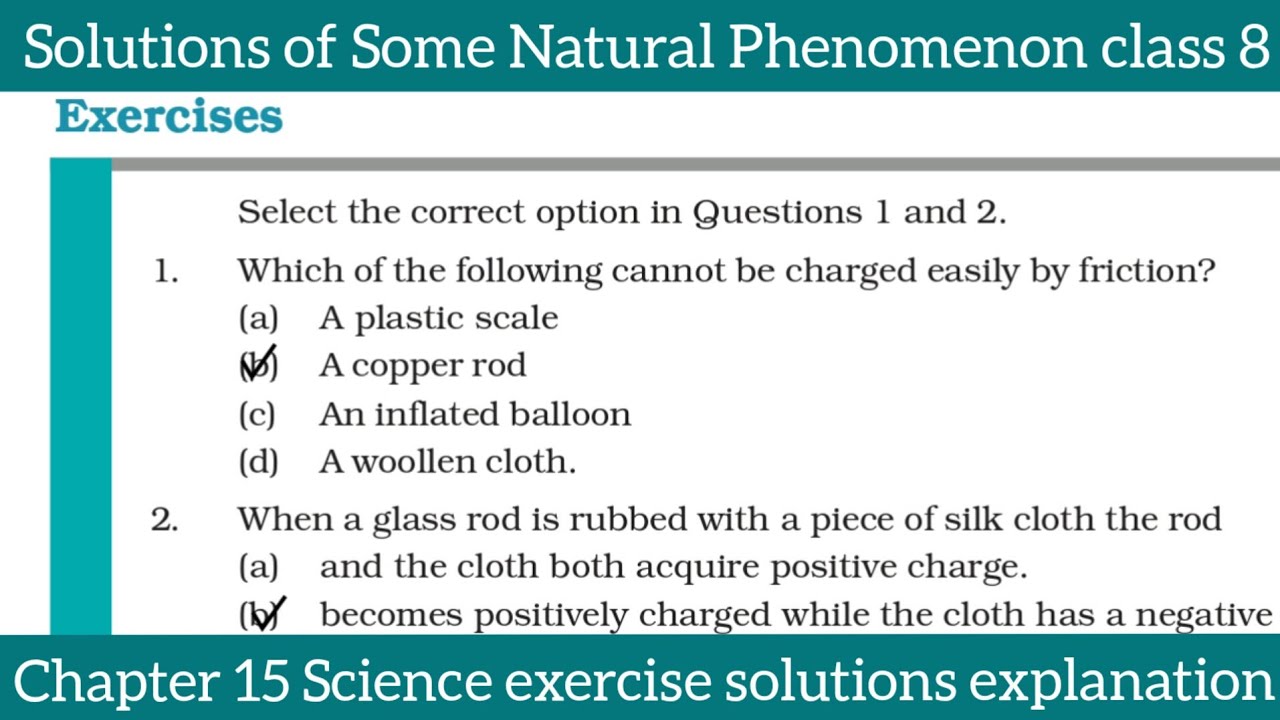 Solutions of Some Natural Phenomenon class 8 chapter 15 Science exercise solutions explanation