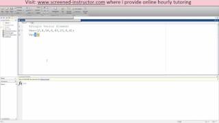 MATLAB- Single Vector Element