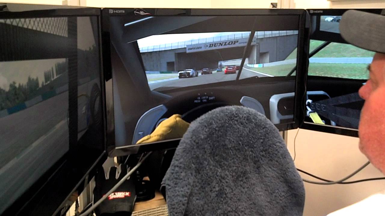 Sim racing monitor placement and field of view demonstrated using