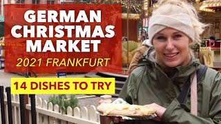 German Food at the German Christmas Market Frankfurt 2021