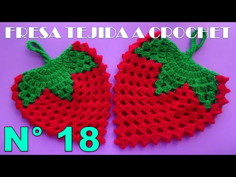 FRESA 4 CON HOJAS A CROCHET MANUALIDADES TEJIDAS PARA EL HOGAR