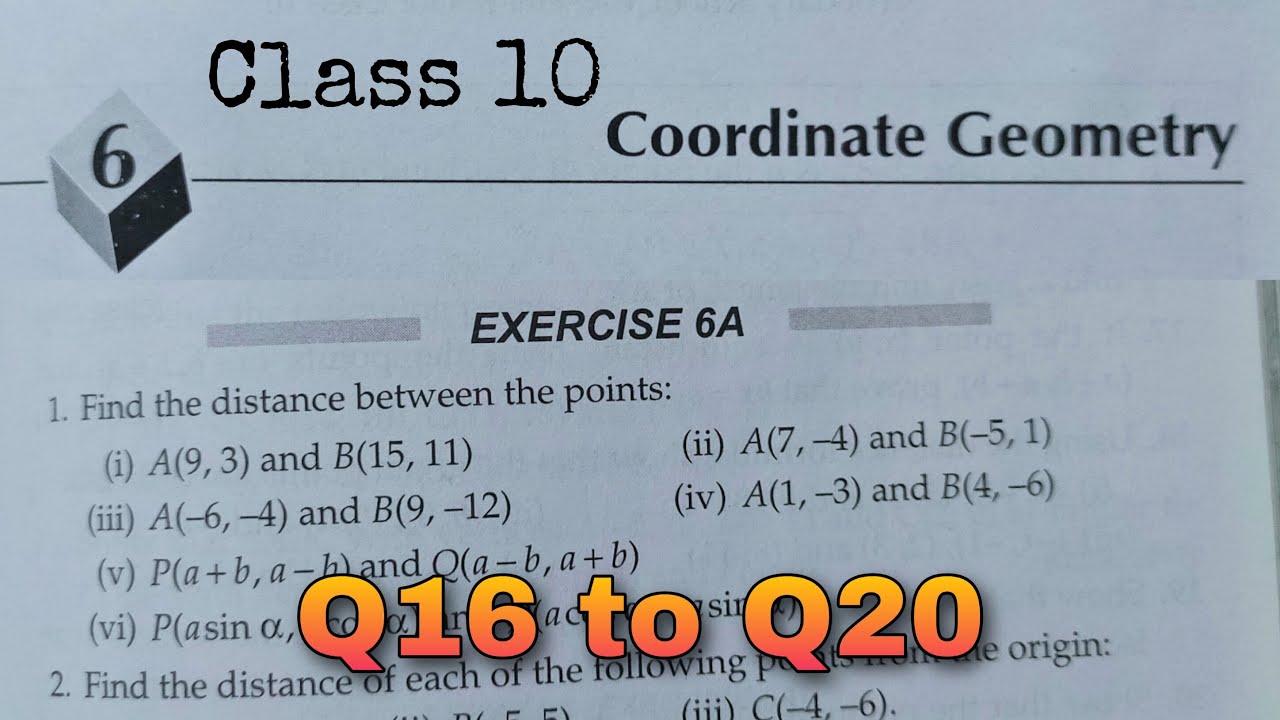 Class 10 Coordinate Geometry Ex 6A Q16 To Q20 RS Aggarwal CBSE New Class 10 coordinate geometry ex 6a q16 to q20 rs aggarwal cbse new