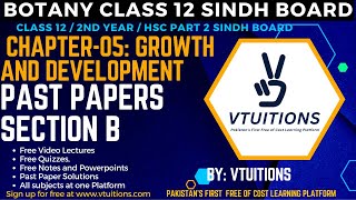 Past Papers Section B | Chapter-05: Growth and Development | Biology(Botany) Class 12 Sindh Board