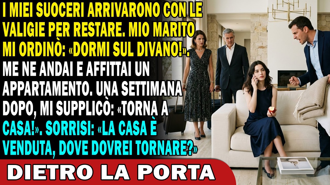La casa era mia. L'ho comprata io, con i miei risparmi, otto mesi prima di sposarlo. Ma quando i suoi genitori sono arrivati, mio marito mi ha indicato il divano sul balcone e ha detto: "Tu dormi...