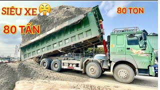 Xe tải siêu khủng Howo chở cát đổ ben  | máy xúc cát | Giant truck carrying sand, sand excavator