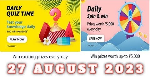 Amazon All Quiz Answers Today | 27 August 2023 | @dailyquiztime #amazonfunzon