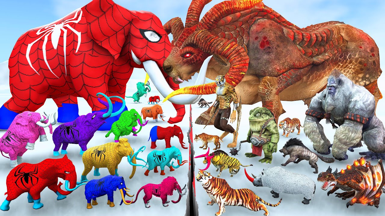 Prehistoric Mammals vs Spidey Animals Size Comaprison Epic Battle Animal Revolt Battle Simulator
