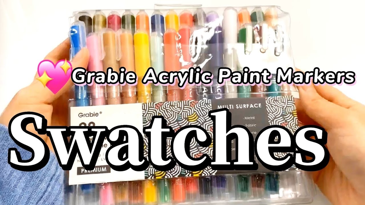 Grabie Acrylic Paint Markers Swatches on Black and White Paper 