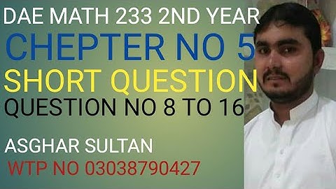 dae math 233 2nd year chapter no 5 short question 8 to 16