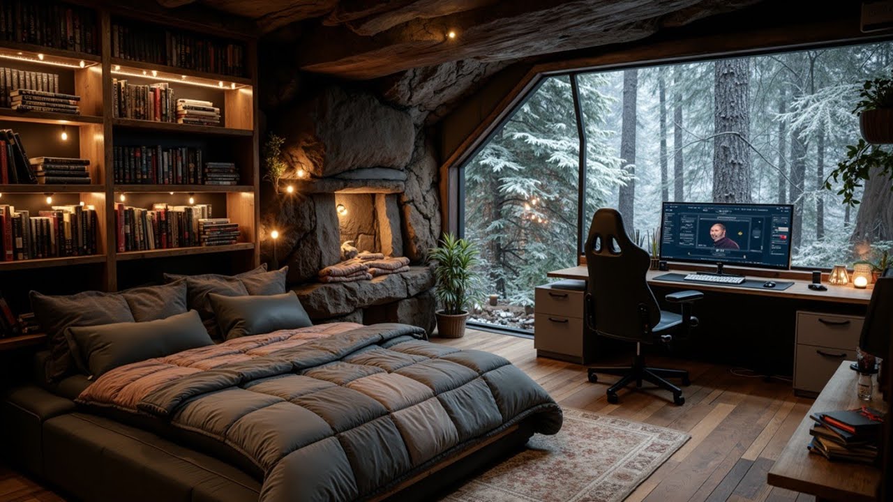 Глубокая фокусирующая музыка для спокойной работы - Зимний лесной учебный сеанс