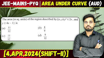 The area (in sq. units) of the region described by {(x, y):y² ≤2x, and y≥ 4x-1} is || Let