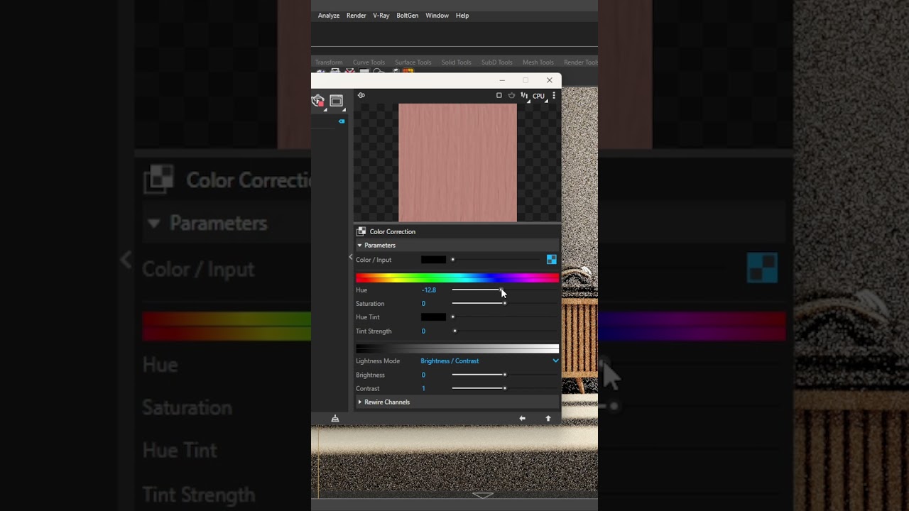 Cambia el tono del material con rhino + Vray 