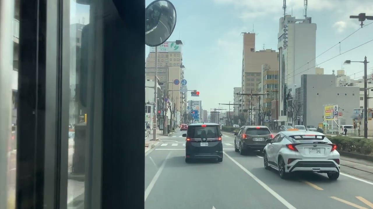 ［概要欄見て］岡電バス前面展望　岡山駅→天満屋→浦安体育館前→岡南飛行場