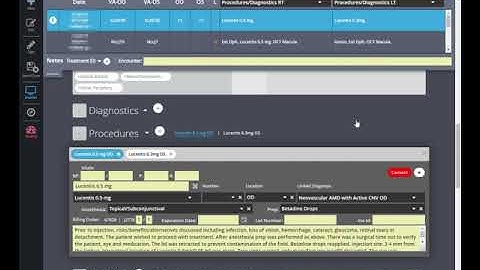 Nextech IntellechartPro procedure summary BOLD diagnosis