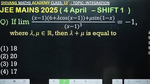 JEE MAIN PYQ 2025 ( 4 April  - shift 1) Limits and continuity  PYQ 2025 #maths  Class12  #JEE2026