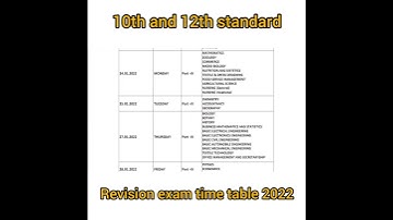10th and 12th revision exam time table 2022