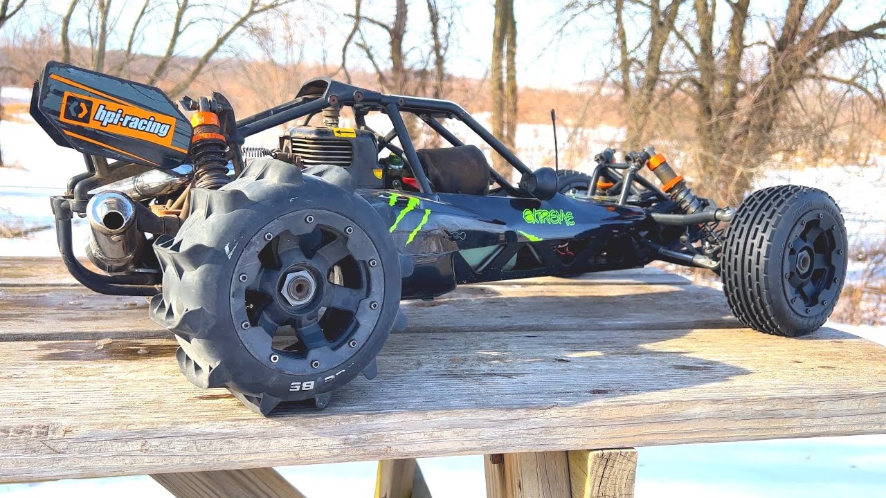 HPI BAJA 5B // Motocross Track // SNOWY with PADDLE TIRES!