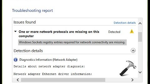 One or more network protocols are missing on this computer  Windows Sockets registry entries missing