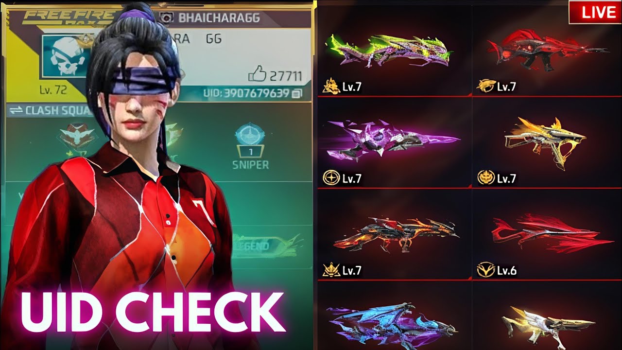 FreeFire Live ID Check|FF LIVE UID Search & Reaction🤯|FF live UID Search