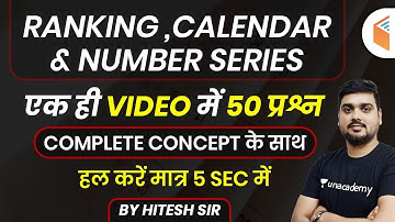 Reasoning Ranking, Calendar & Number Series by Hitesh Sir | 50 Questions with Complete Concept