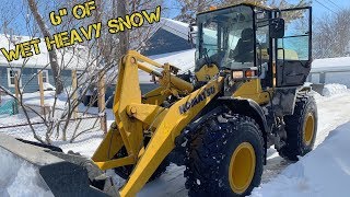 Snow Plowing Wet Heavy Deep Snow | Komatsu WA200 Wheel Loader & 6.0 Powerstroke screenshot 3