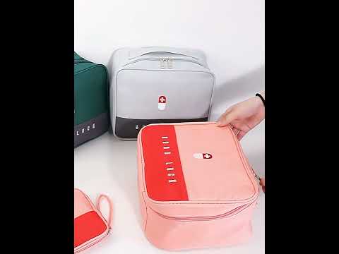 Велика аптечка для ліків сіра медична сумка-органайзер, кейс-валіза для зберігання медикаментів, видео 1