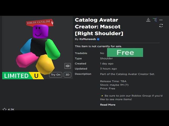 Catalog Avatar Creator: Mascot [Right Shoulder] - Roblox