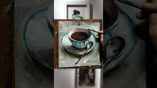 Pintando una taza de café en Óleo 🎨☕  #art #pinturaoleo #painting #bodegon