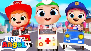 Rescue Squad Is Here To Help! | Little Angel Job and Career Songs | Nursery Rhymes for Kids