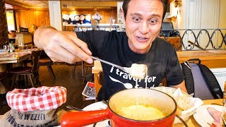 Swiss Food Tour  CHEESE FONDUE and Jumbo Cordon Bleu in Zurich, Switzerland!