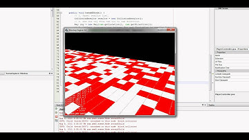Block destruction, collision detection, and "terrain generation" test run