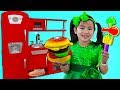 Jannie Pretend Play Cooking BBQ w/ Cute Kitchen Play Set Kids Food Toys