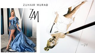 Candice Swanepoel in Zuhair Murad - fashion illustration