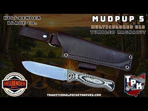 Hellbender Blade Co: Mudpup 5 - Multicolor G10 Tumbled Magnacut