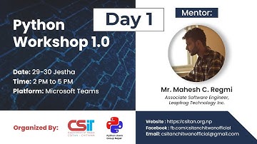 Virtual Python Workshop 1.0 | Day 1 | CSITAN- Chitwan | DN: Python Users Group Nepal | Mahesh Regmi
