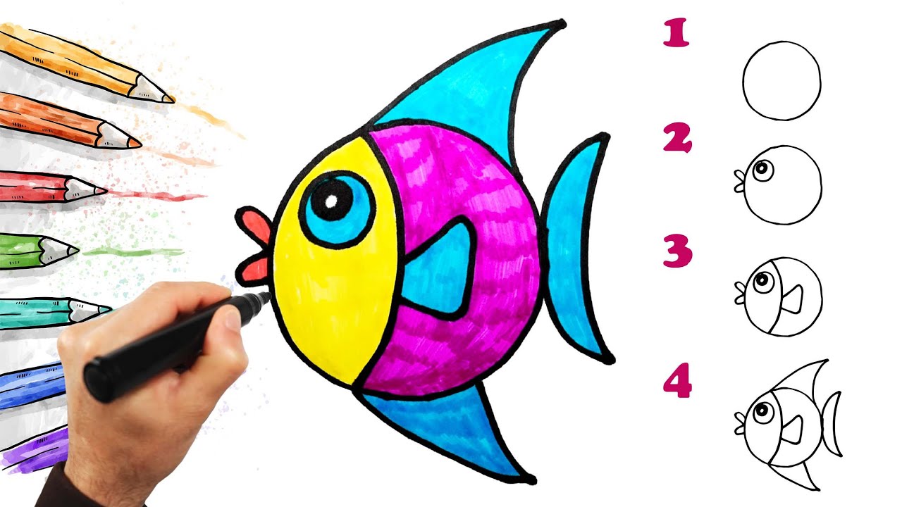 Jak Narysowac Rybe Krok Po Kroku How to Draw a Cute Fish in 4 easy steps. Draw step by step #9 Jak