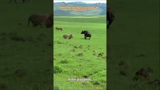 Lions Face-To-Face On Buffaloes