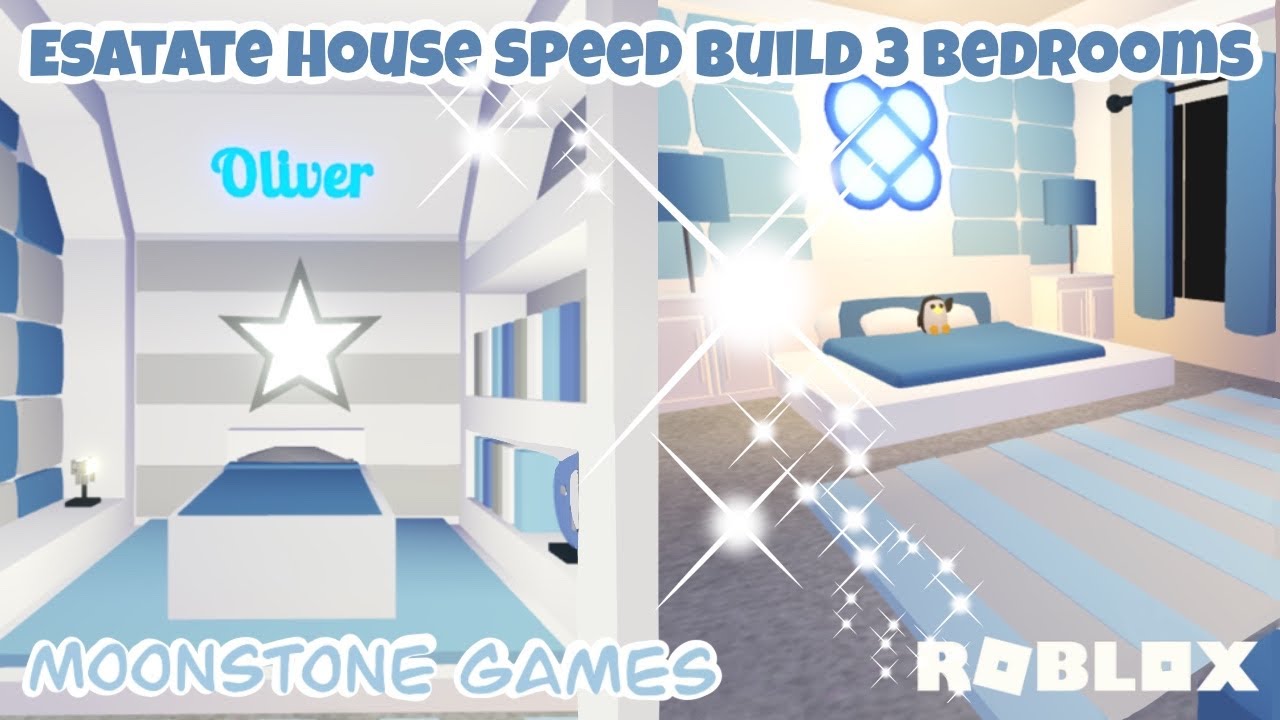 Adopt Me Estate House Speed Build 3 Upstairs Bedrooms Modern Blue Estate House Aesthetic Home Youtube - themed roblox room decor