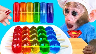 Monkey Baby Bon Bon eats rainbow jelly with ducklings and plays with balloons with puppies by Animal HT 1,205,984 views 1 month ago 3 minutes, 34 seconds
