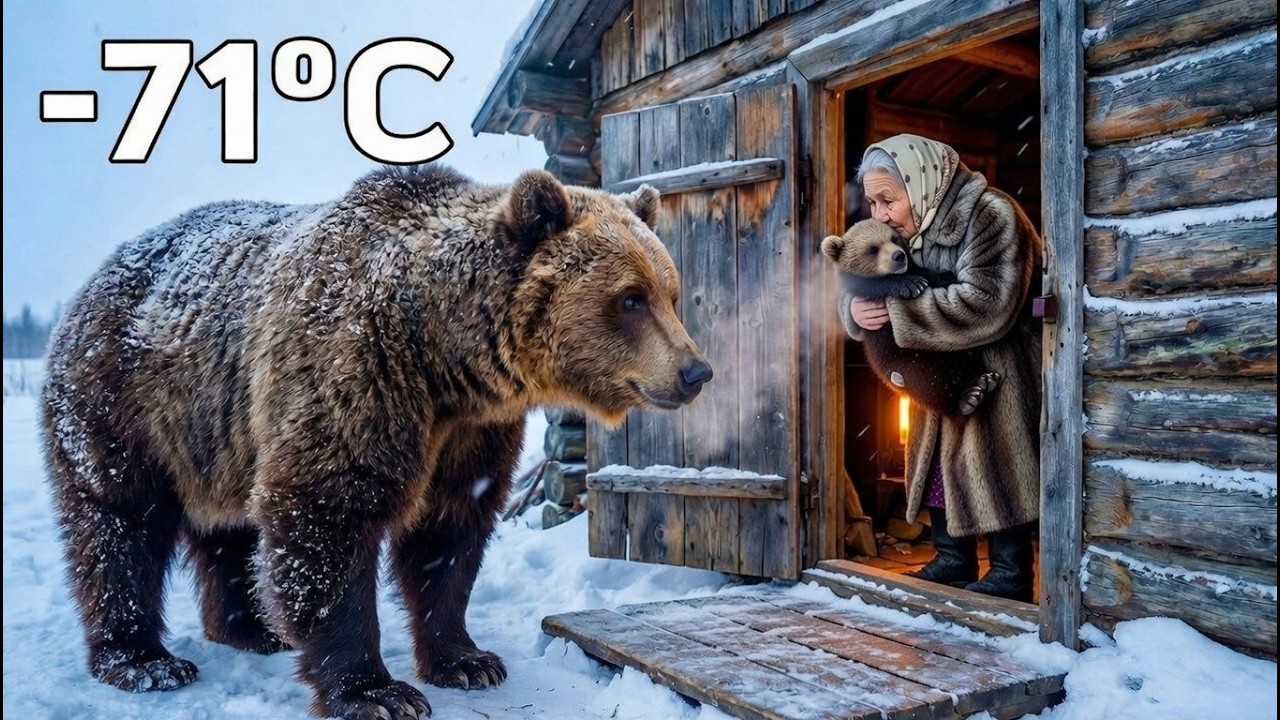 During -71°C Winter in Siberia, a Mother Bear Brought Her Cub to a Lonely Cabin
