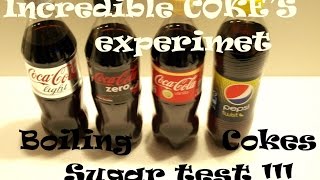 Science Experiments with Coca-Cola, Pepsi Cola, Cola Light & Coca Cola. Suggar Test